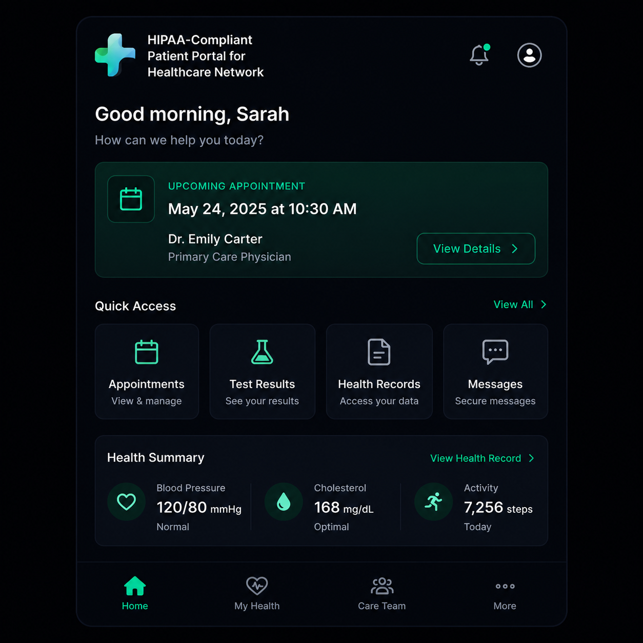 HIPAA-Compliant Patient Portal for Healthcare Network